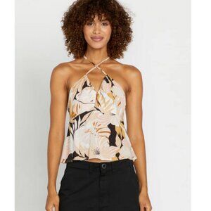VOLCOM Women's Lets Luau Cami Top Size XL In Vintage Black